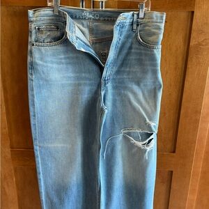 Ética Tyler High Rise Straight Jeans Distressed Light Wash Size 31